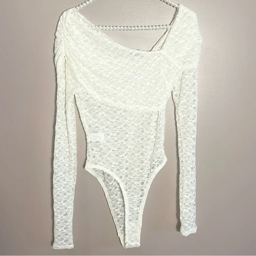 Chaser Asymmetrical Lace Thong Bodysuit